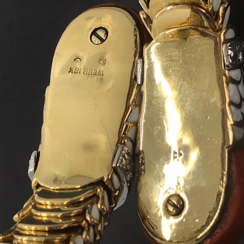 David Webb Coral White Enamel Bracelet with Diamonds set in Platinum & 18K Gold 1