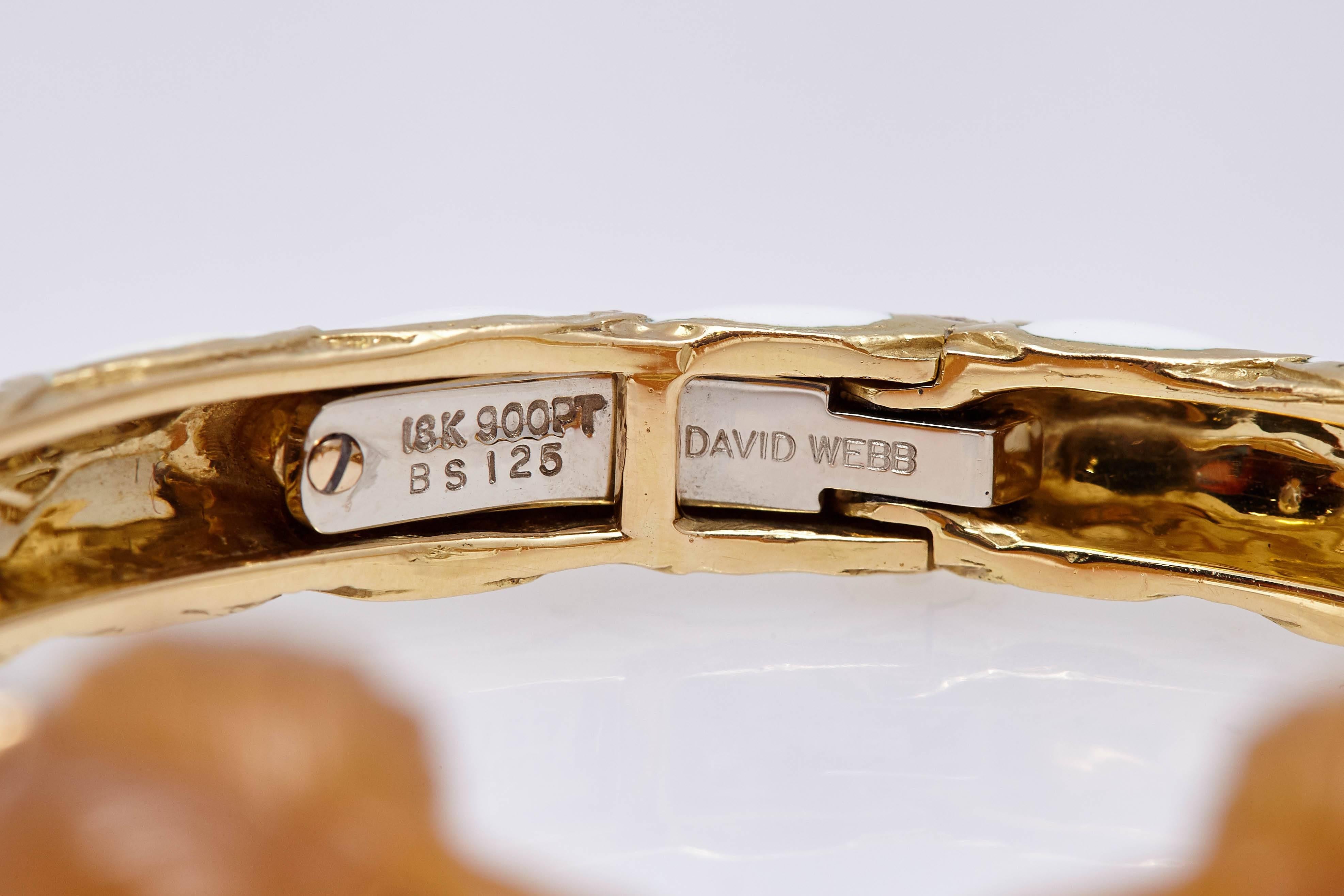 David Webb Cornelian White Enamel Poodle Bracelet In Excellent Condition For Sale In New York, NY