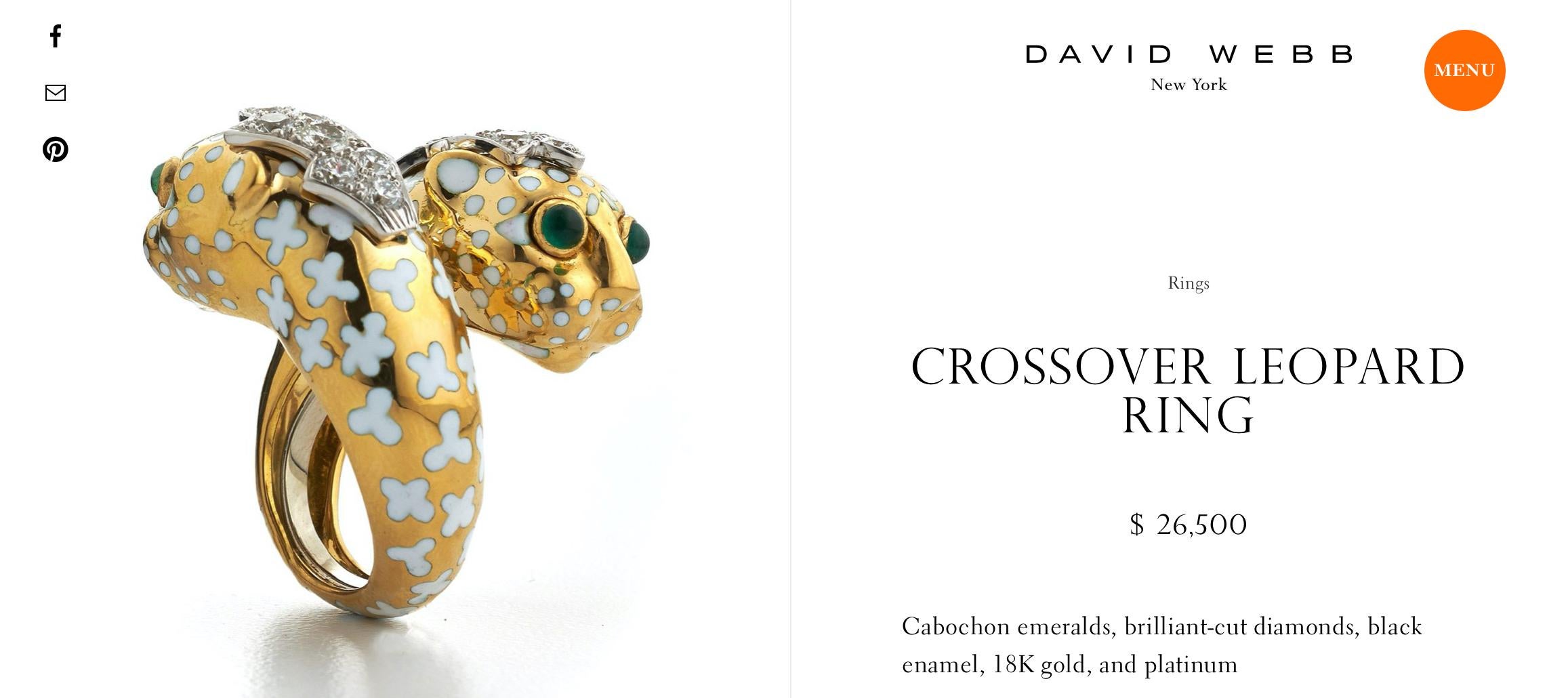 David Webb, bague croisée léopard en vente 8