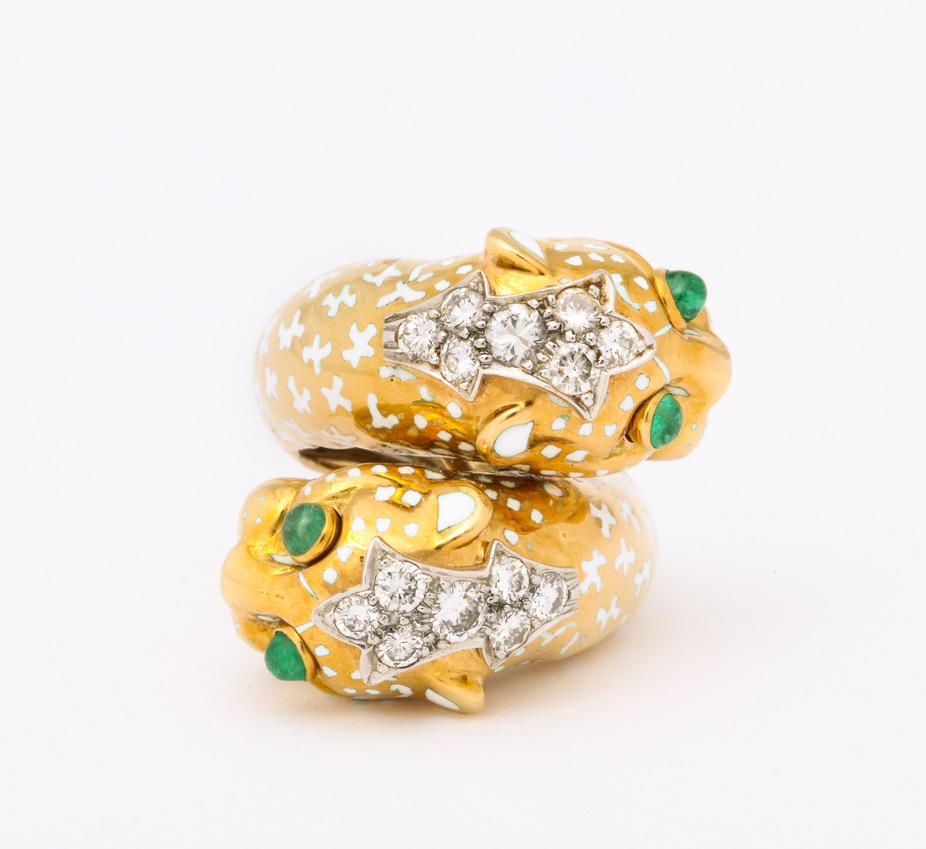 David Webb Crossover Leopard Ring In Good Condition For Sale In Bal Harbour, FL