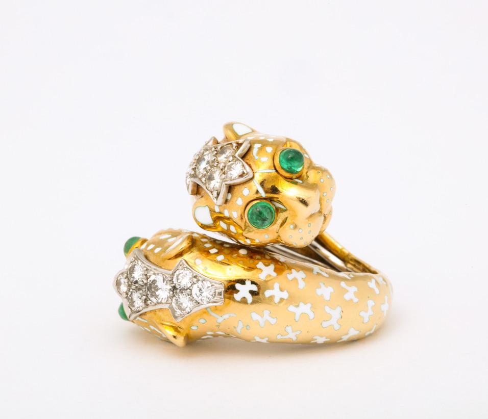 Women's or Men's David Webb Crossover Leopard Ring For Sale