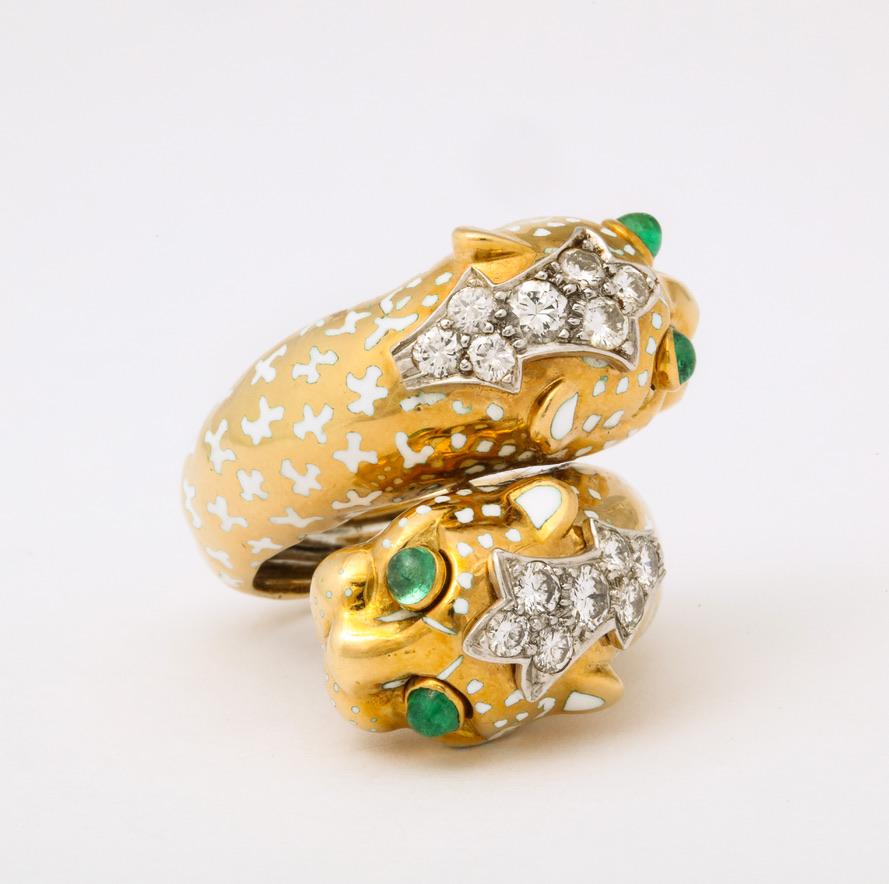 David Webb Crossover Leopard Ring In Good Condition In Bal Harbour, FL
