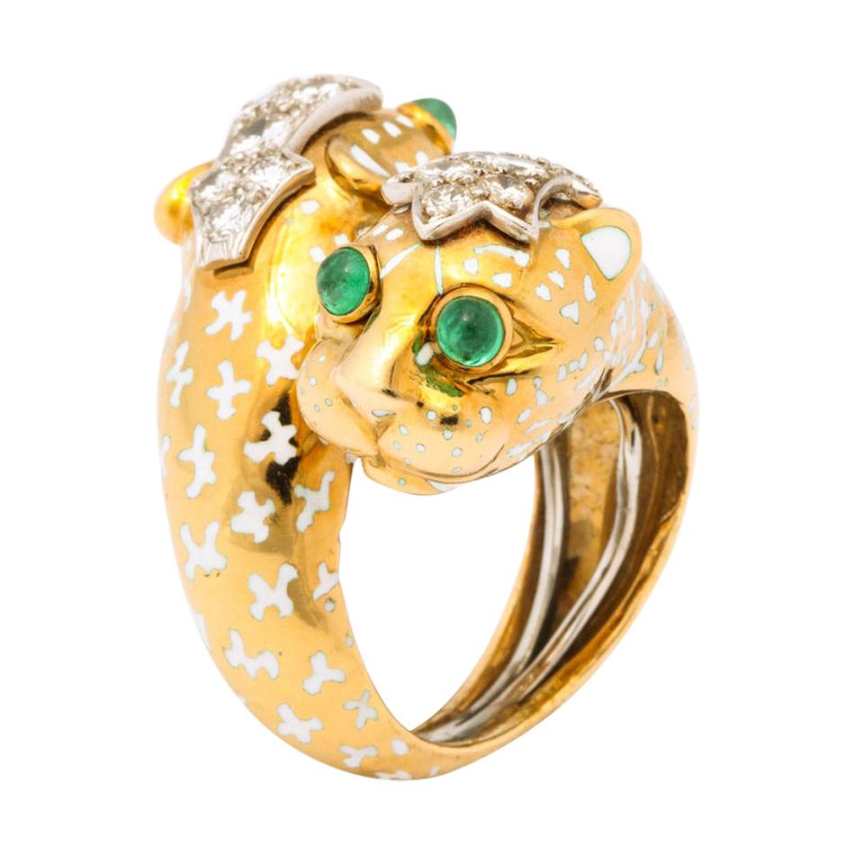 David Webb Crossover Leopard Ring For Sale