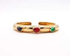 David Webb Cuff Bracelet In 18kt Yellow Gold With 6.07 Cts In Color Gemstones