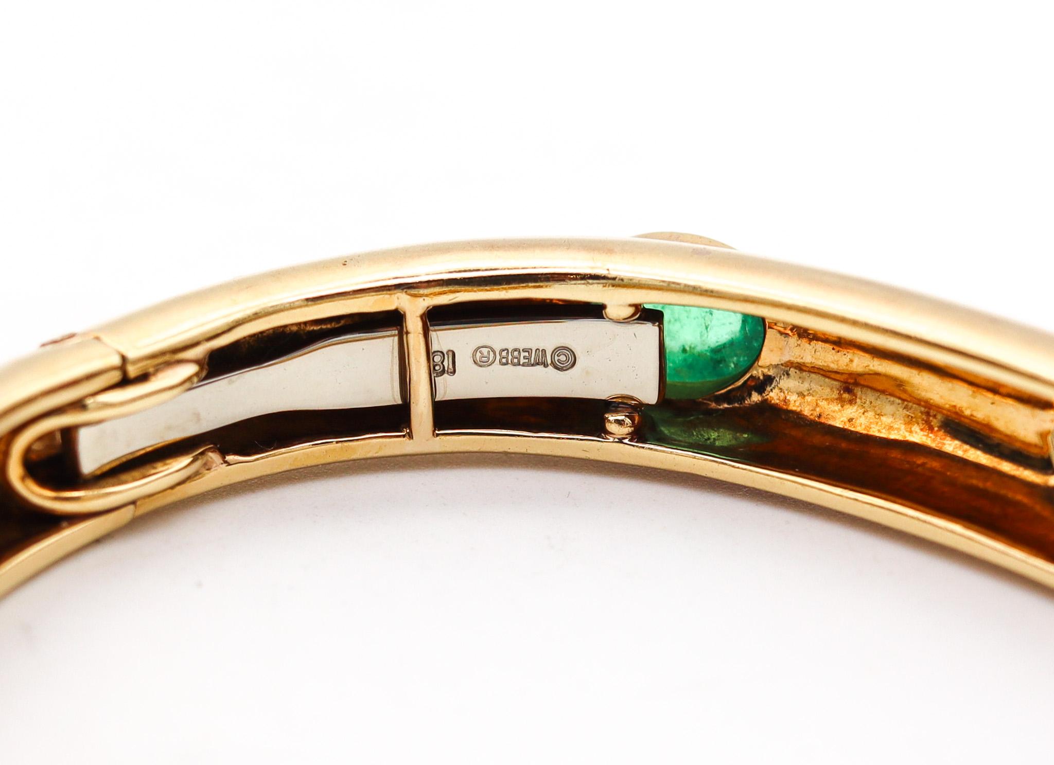 Cabochon David Webb Cuff Bracelet In 18kt Yellow Gold With 6.07 Cts In Color Gemstones For Sale