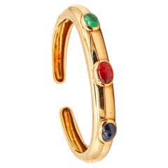 David Webb Cuff Bracelet In 18kt Yellow Gold With 6.07 Cts In Color Gemstones