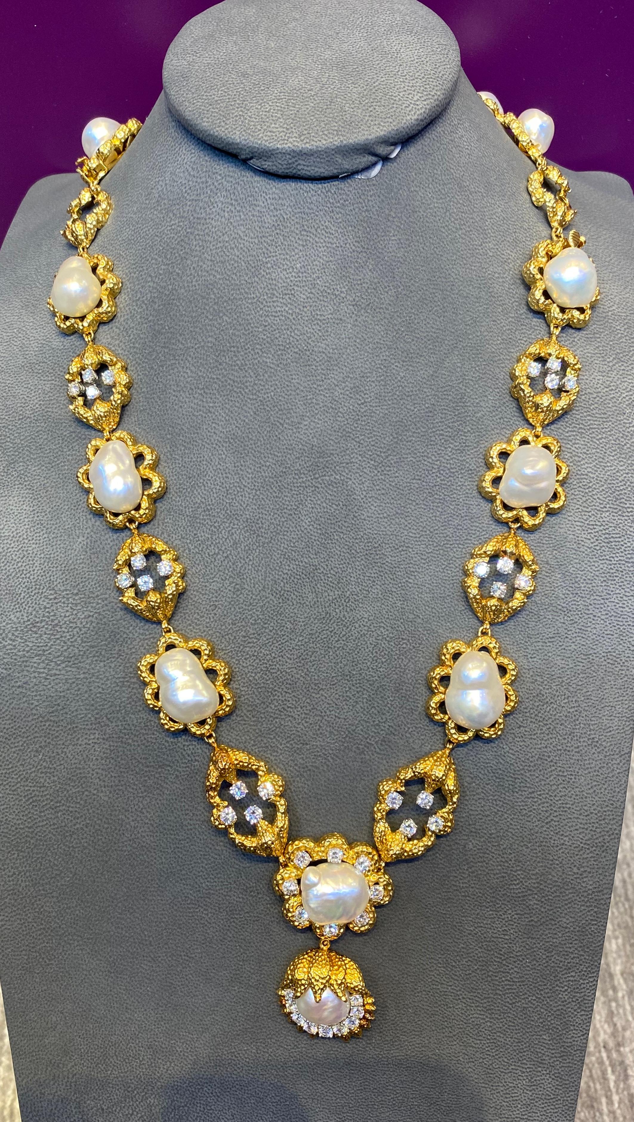 David Webb Cultured Pearl & Diamond Sautoir Necklace 5