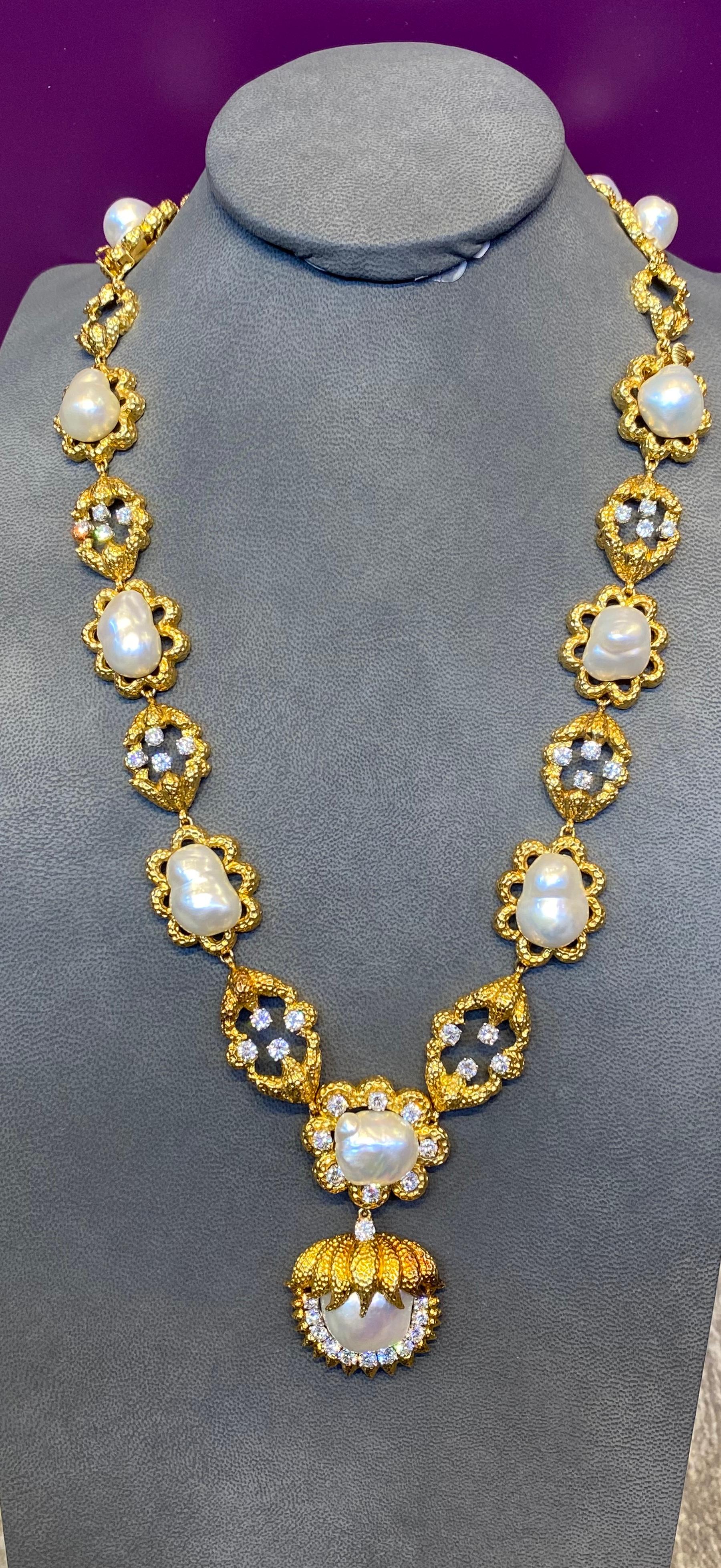 David Webb Cultured Pearl & Diamond Sautoir Necklace 6