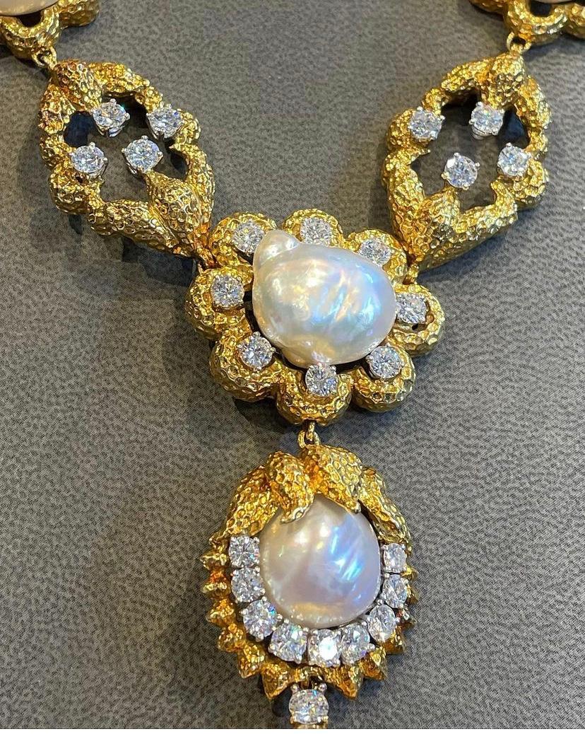 Women's David Webb Cultured Pearl & Diamond Sautoir Necklace