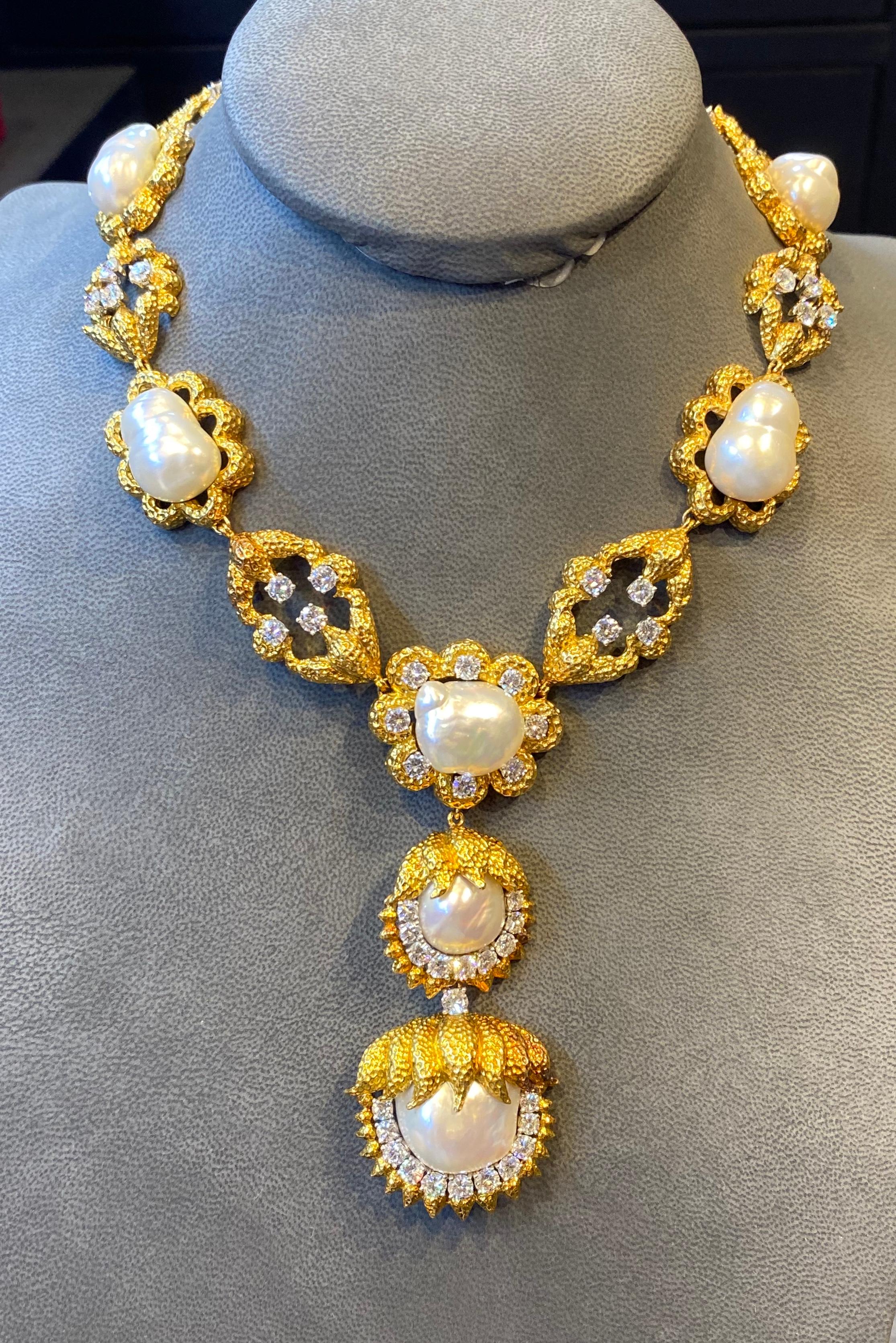 David Webb Cultured Pearl & Diamond Sautoir Necklace 2