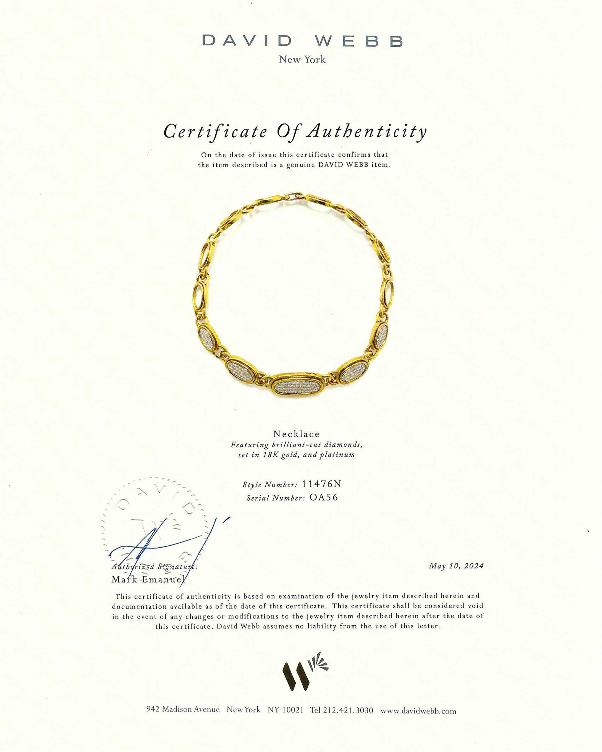 Taglio rotondo David Webb Collana a maglie ovali con diamanti in oro 18k in vendita