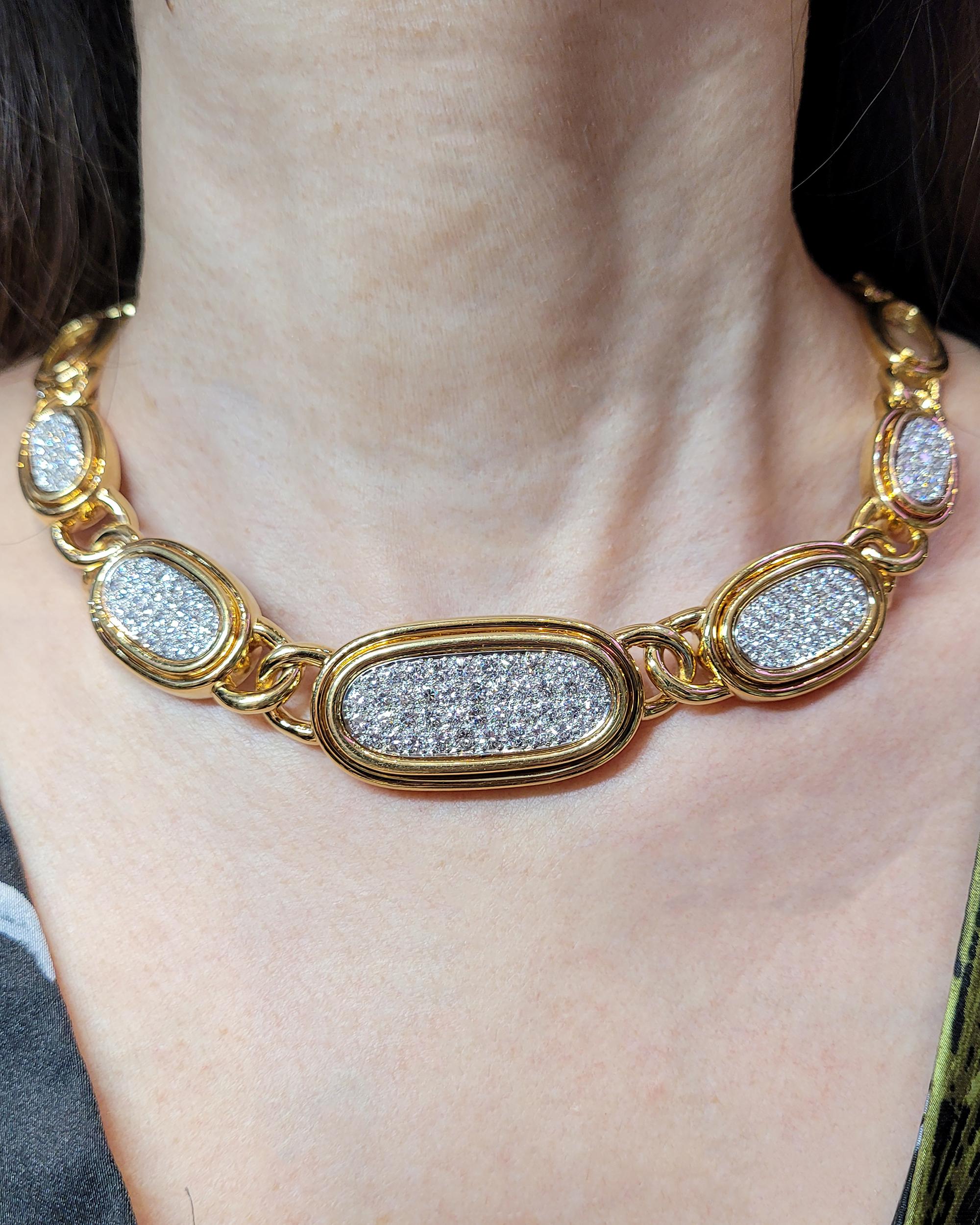 David Webb Collana a maglie ovali con diamanti in oro 18k In condizioni Nuovo in vendita a New York, NY