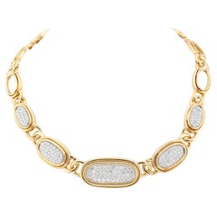 David Webb Diamond 18k Gold Oval Link Necklace