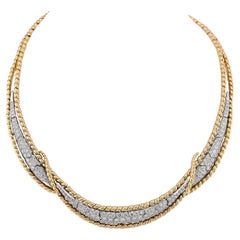 David Webb Diamond 18k Yellow Gold and Platinum Necklace