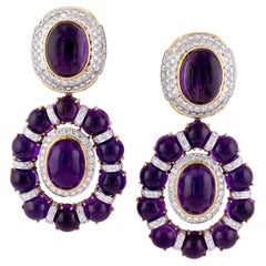 David Webb Diamond Amethyst Convertible Ear Clips, 1990