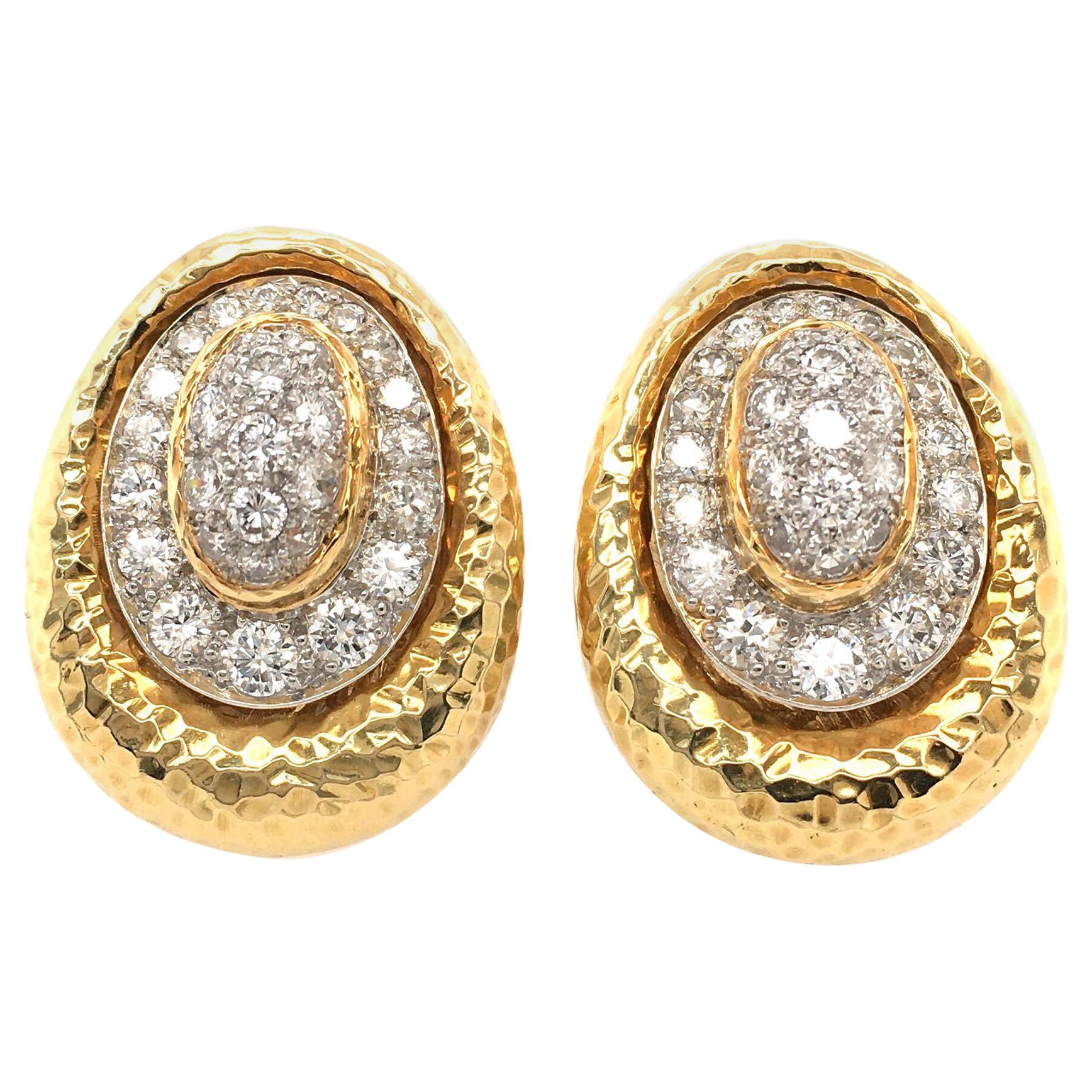 David Webb Diamond and Gold Earrings