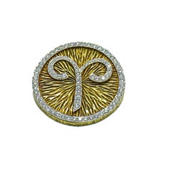 David Webb Diamond and Gold Zodiac Pendant for Aries