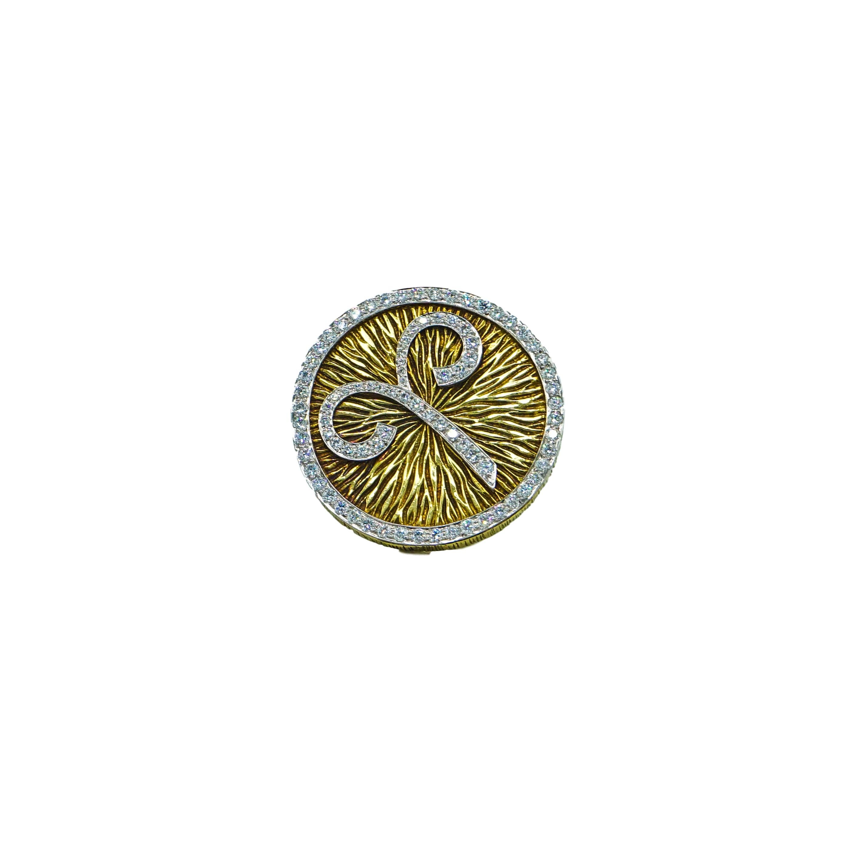 Contemporary David Webb Diamond and Gold Zodiac Pendant for Aries