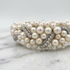 David Webb Diamond and Pearl Link Bracelet
