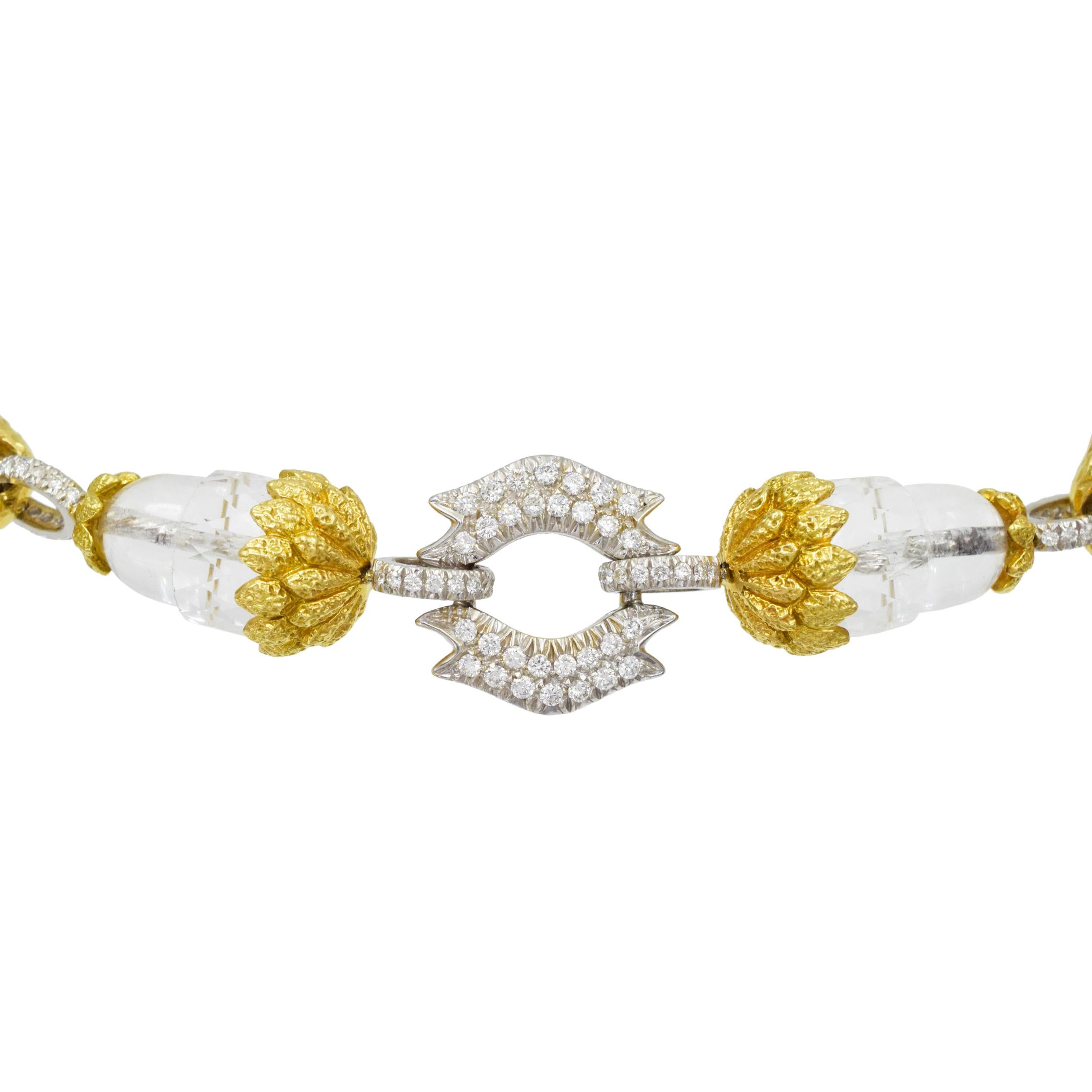 Taille ronde Bracelet en diamant et cristal de roche de David Webb en vente