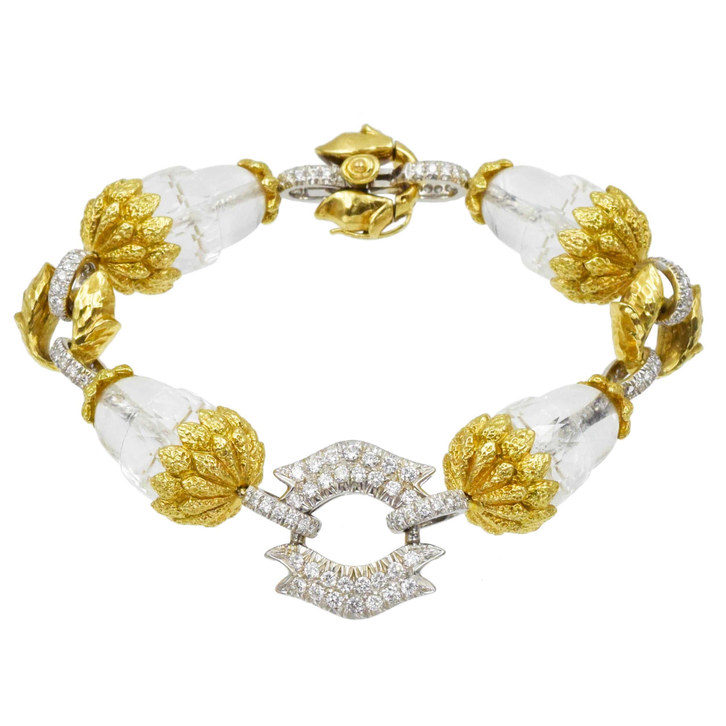 Bracelet en diamant et cristal de roche de David Webb Pour femmes en vente