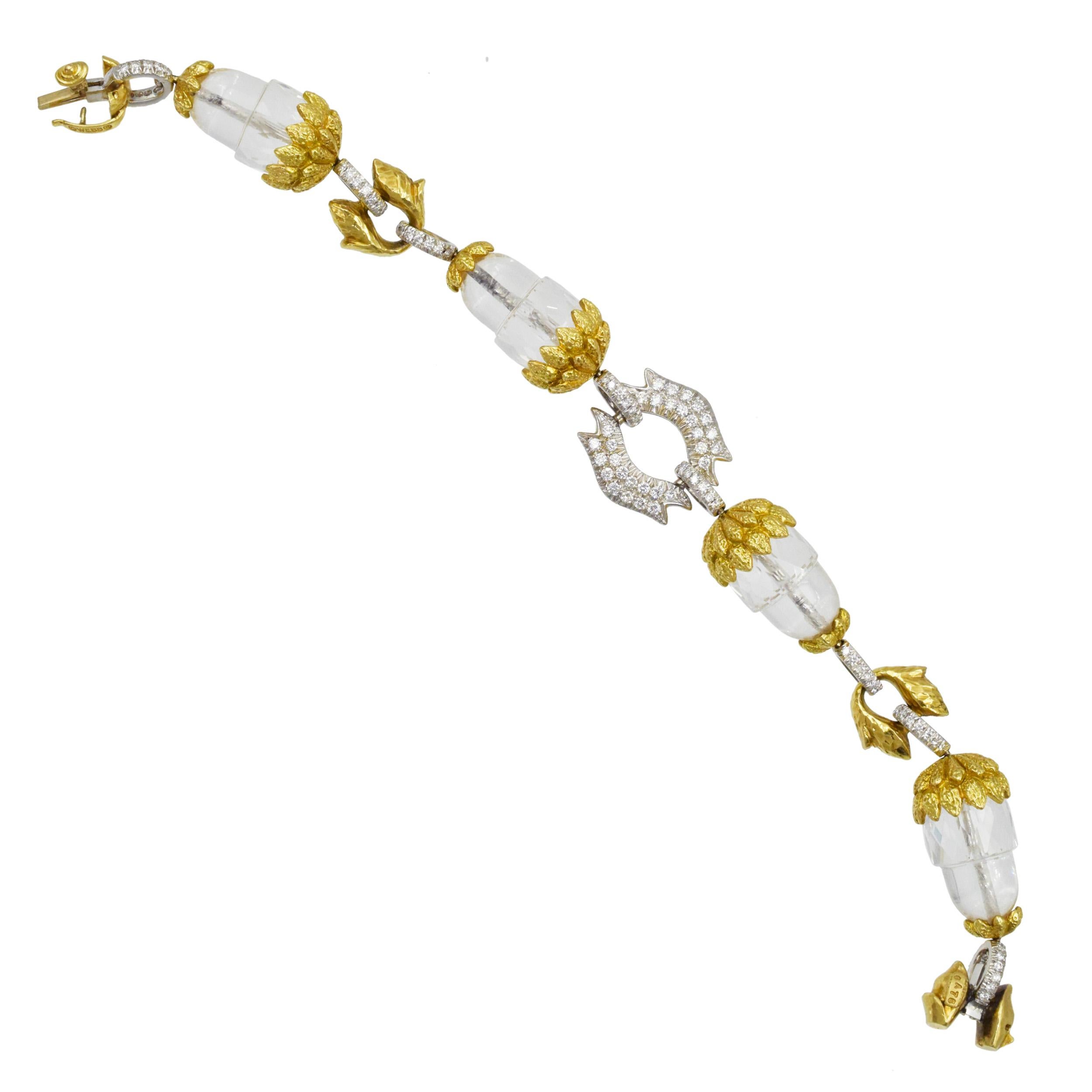 David Webb Diamond and Rock Crystal Bracelet In Excellent Condition For Sale In New York, NY