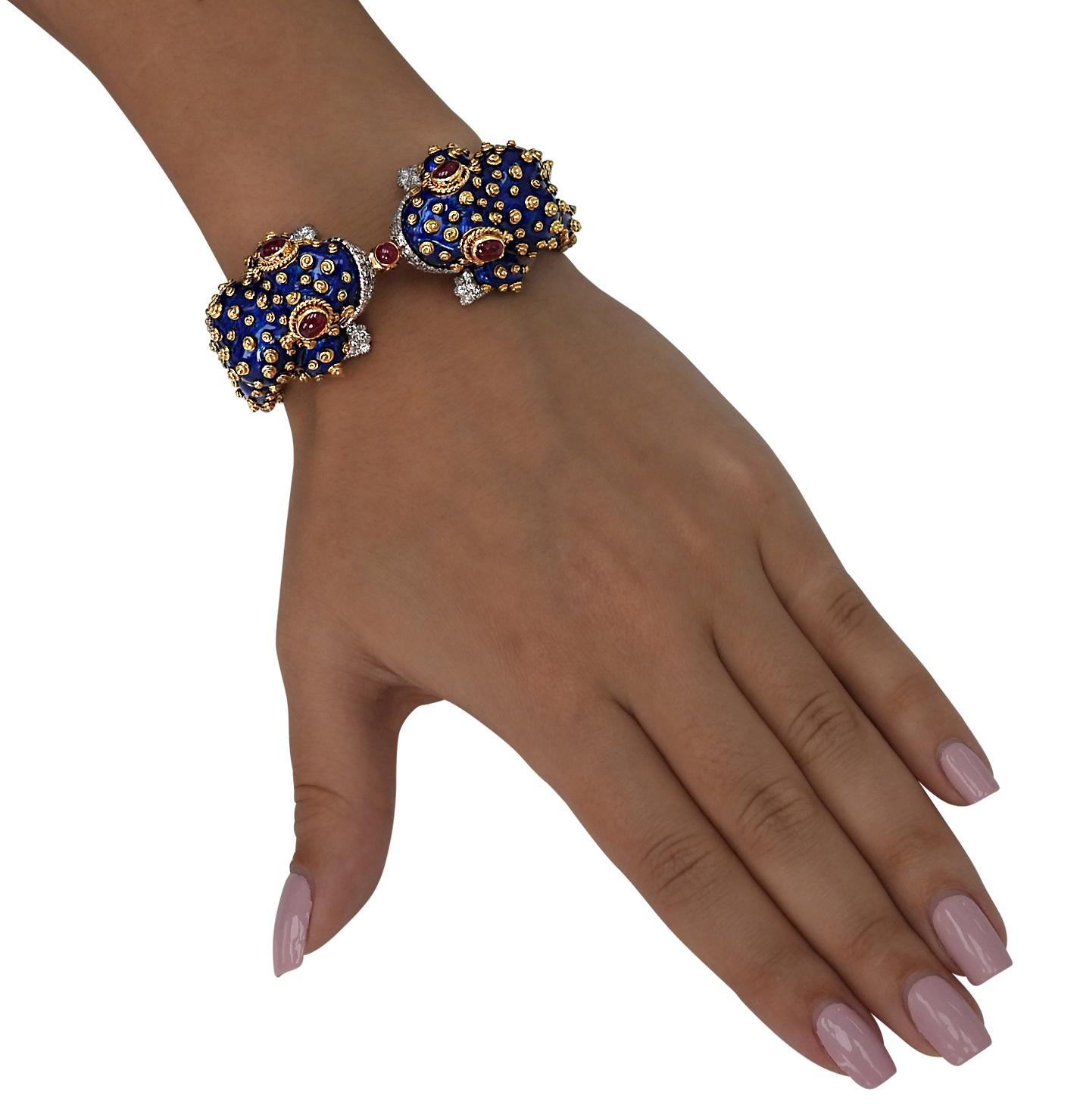 David Webb Bracciale a rana con diamanti e rubini In condizioni ottime a Miami, FL