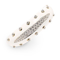 David Webb Diamond and White Enamel Slice Cuff