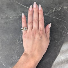 David Webb Diamond Black Enamel Platinum 18 Karat Yellow Gold Gap Ring