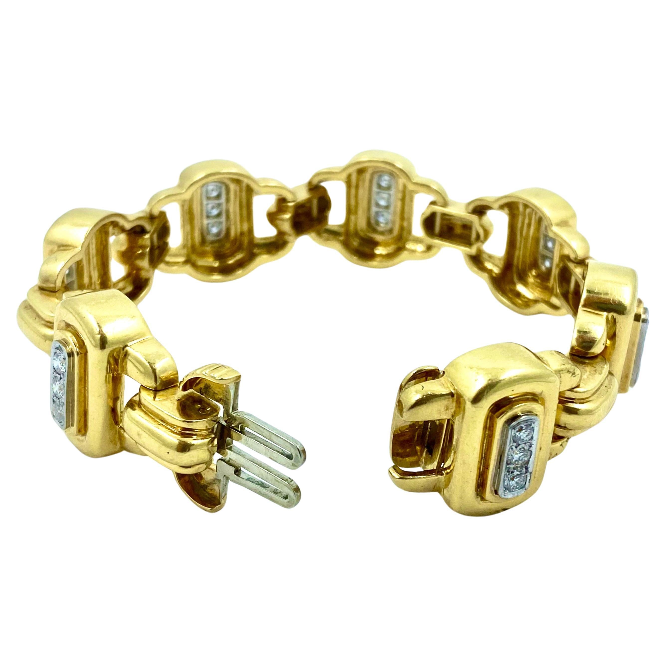 Women's or Men's David Webb Diamond Bracelet 18k Gold For Sale