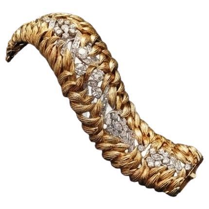David Webb Bracciale con diamanti in oro giallo 18 carati e platino