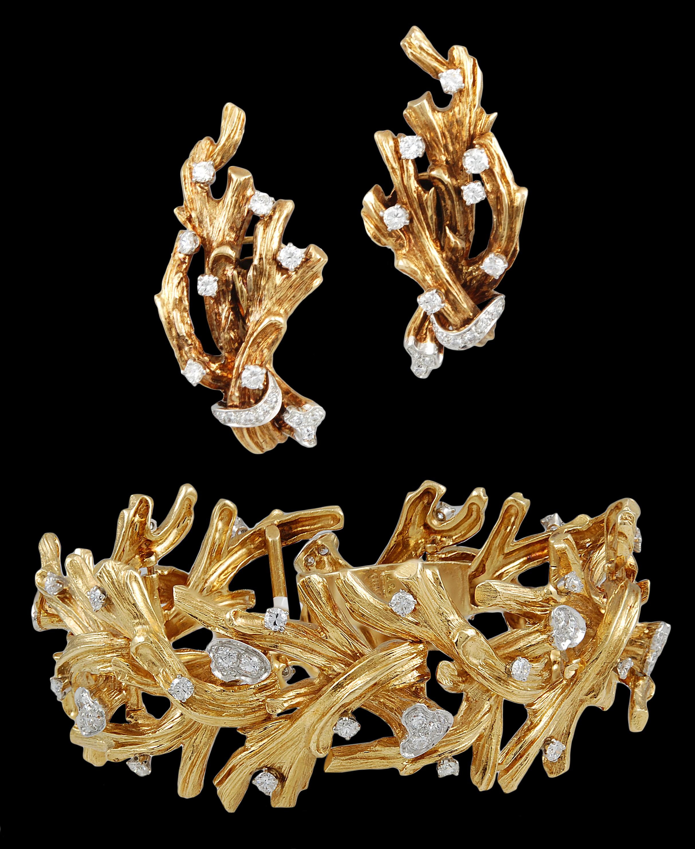 David Webb Diamantarmband und Ohrringe im Zustand „Gut“ im Angebot in New York, NY