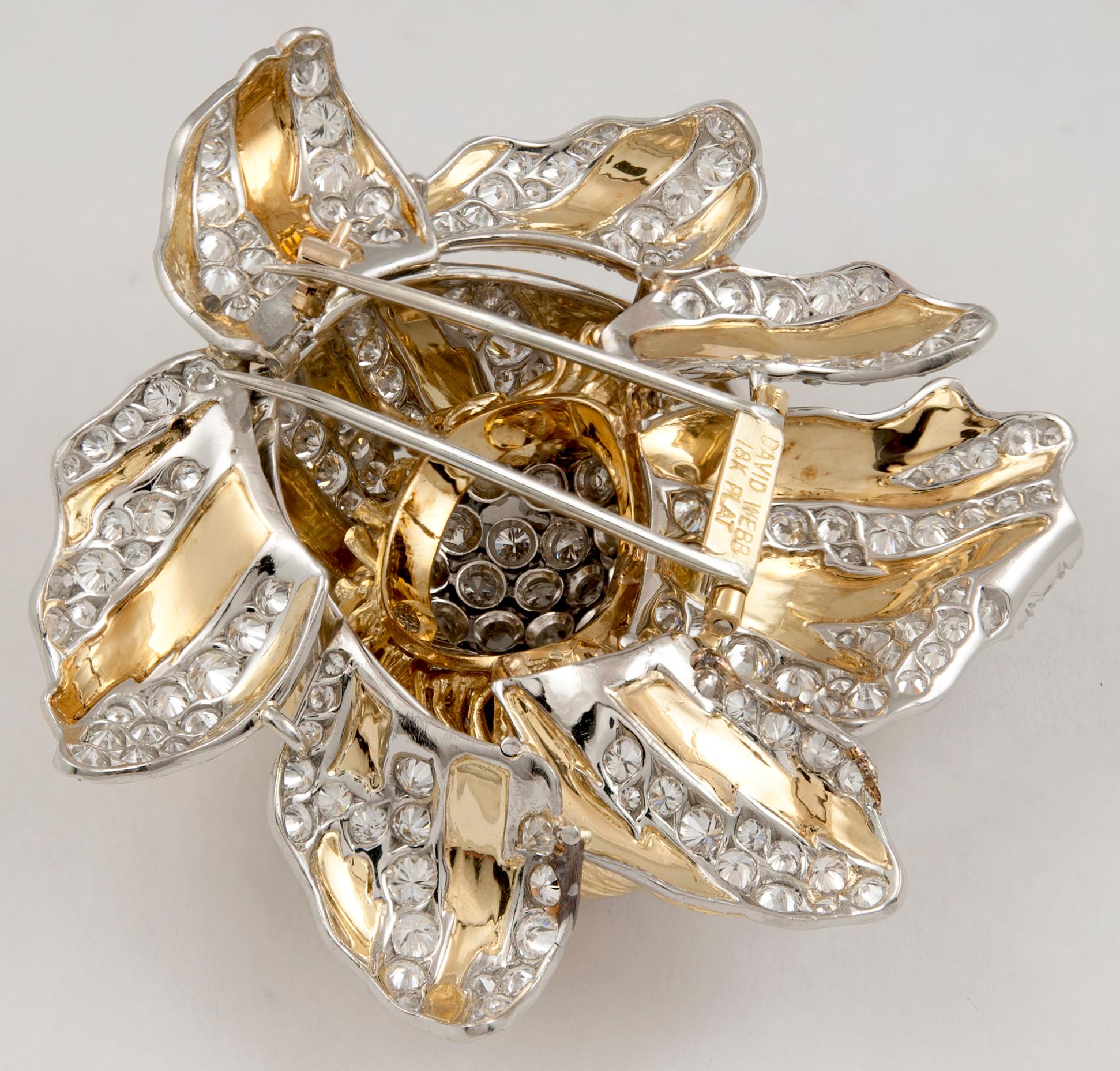 Women's David Webb Vintage Collection Diamond Buttercup Flower Brooch For Sale