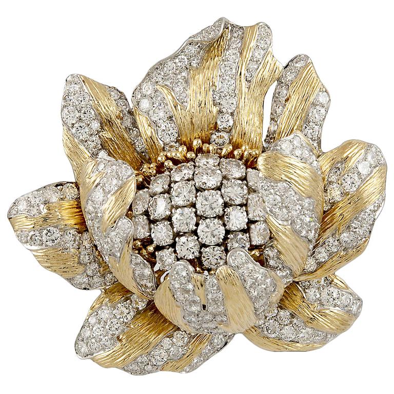 David Webb Vintage Collection Diamond Buttercup Flower Brooch