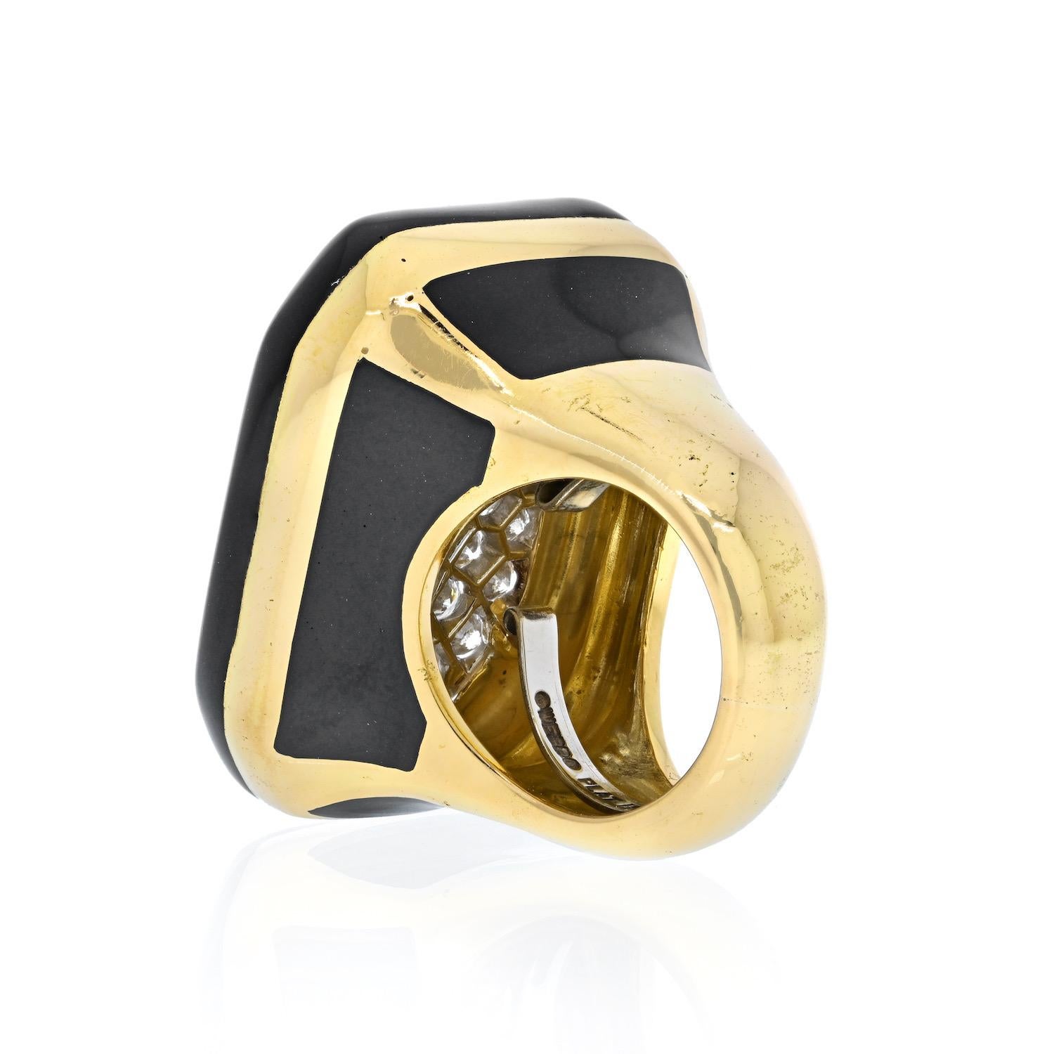 Round Cut David Webb Diamond Cluster Large Impressive Statetement Ring For Sale