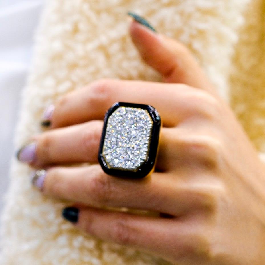 Women's David Webb Diamond Cluster Large Impressive Statetement Ring For Sale