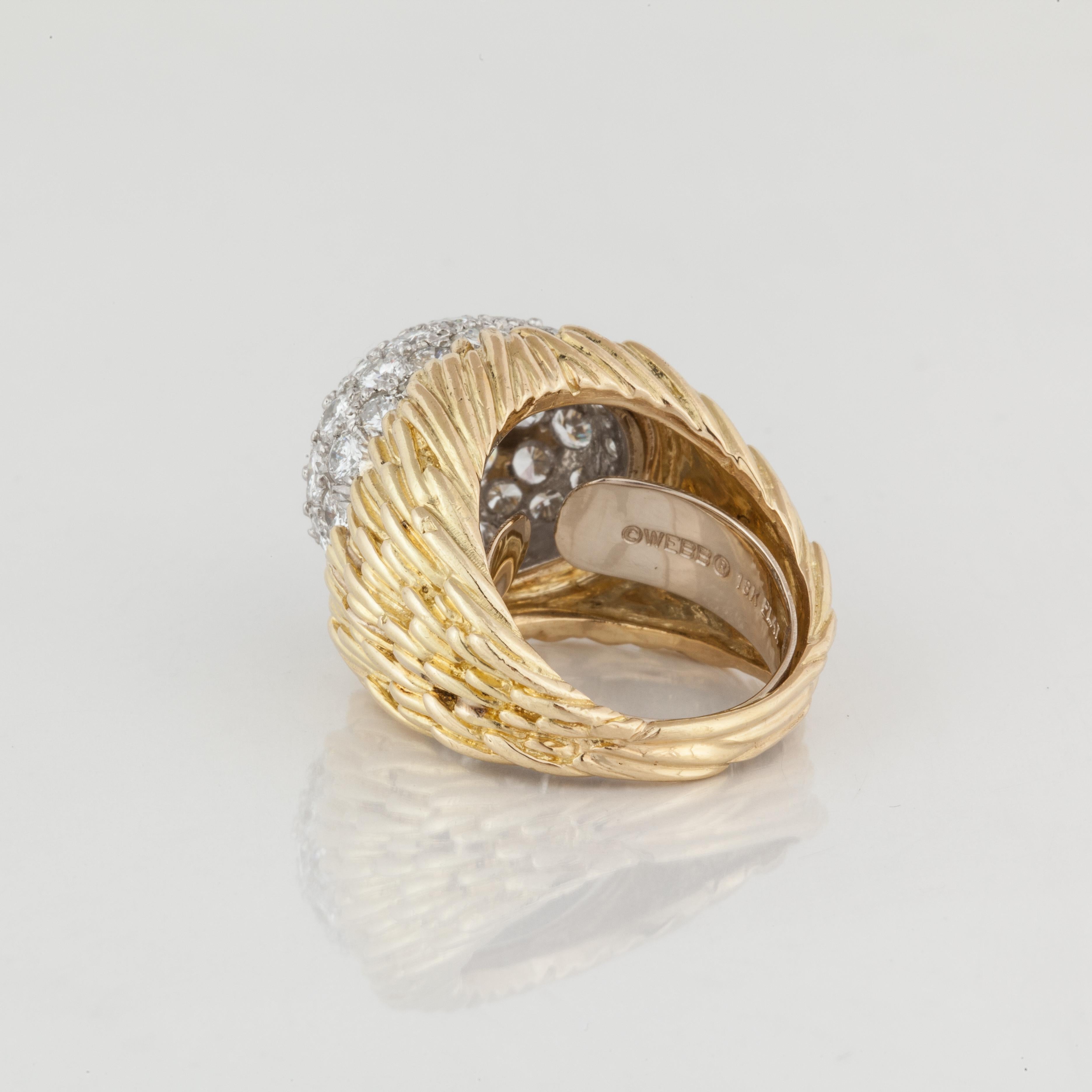 Vintage David Webb Diamond Dome Ring in 18K Gold In Good Condition For Sale In Houston, TX