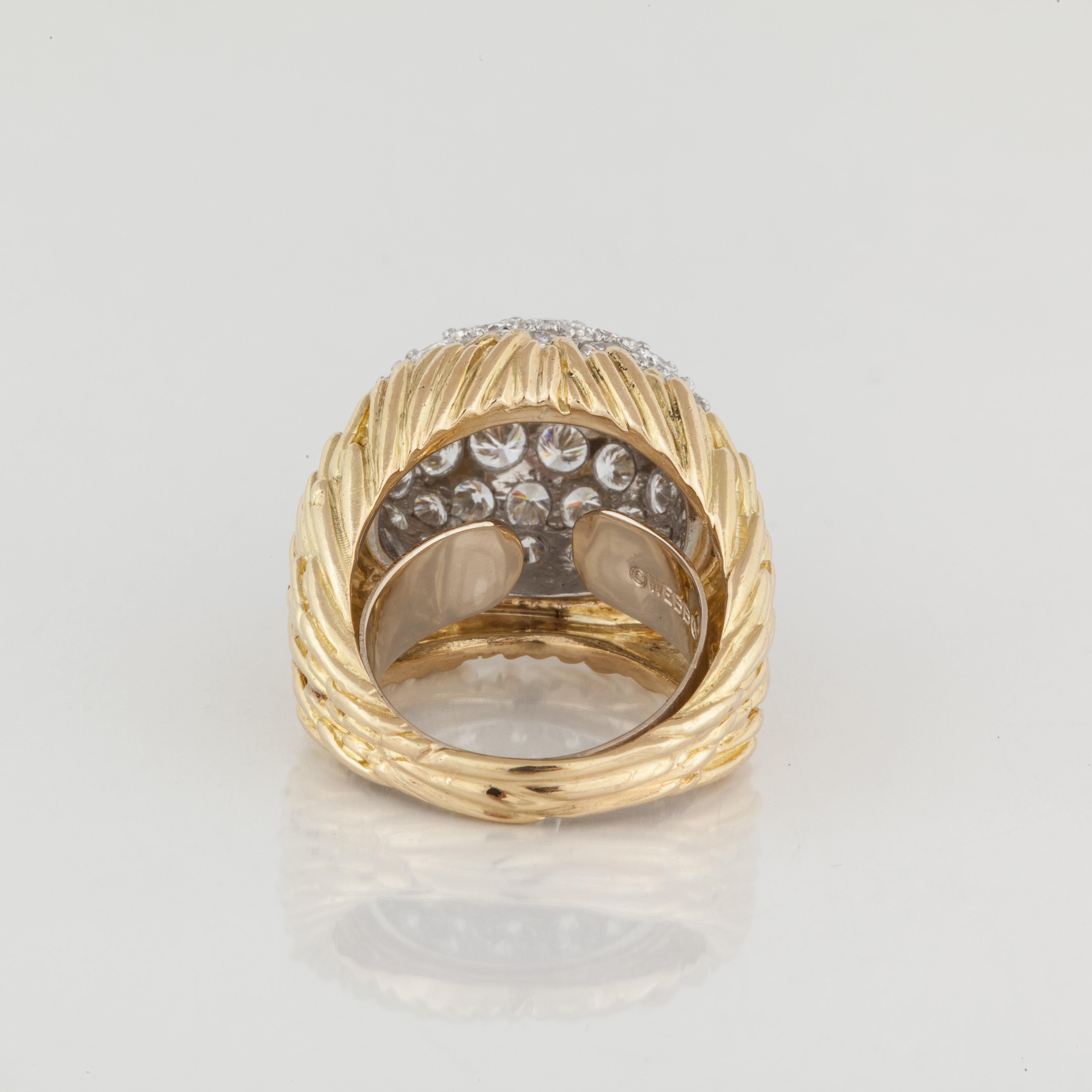 Women's Vintage David Webb Diamond Dome Ring in 18K Gold For Sale