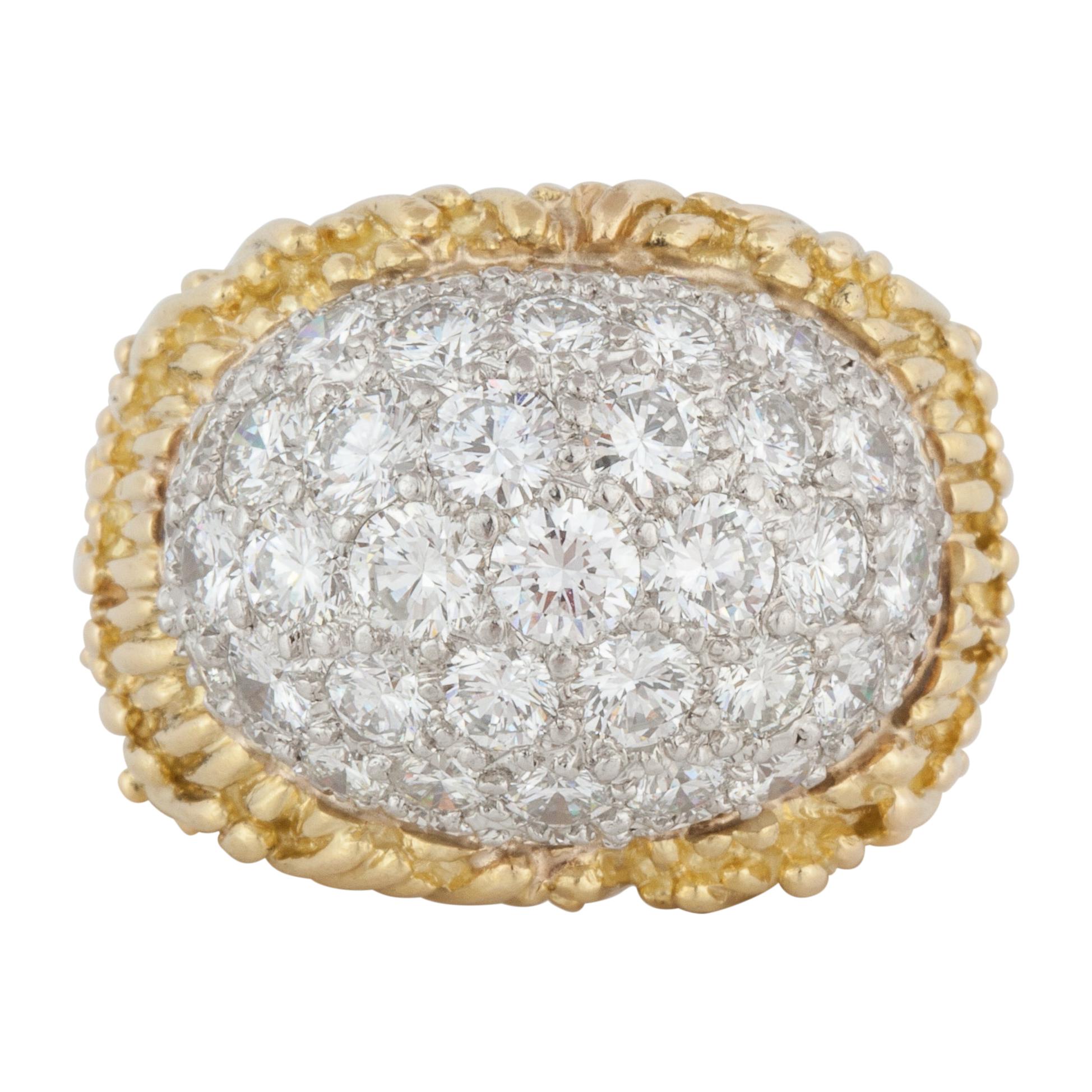 Vintage David Webb Diamond Dome Ring in 18K Gold For Sale
