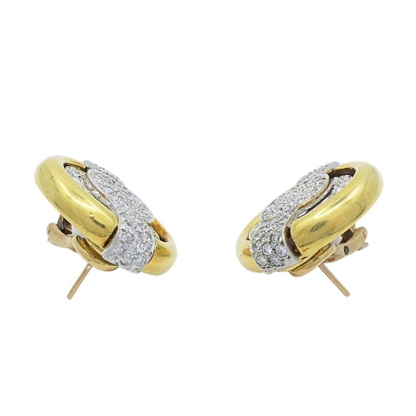Taglio rotondo David Webb Orecchini di diamanti in oro 18k di forma circolare in vendita