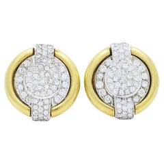 David Webb Diamond Earrings 18k Gold Circular Shape