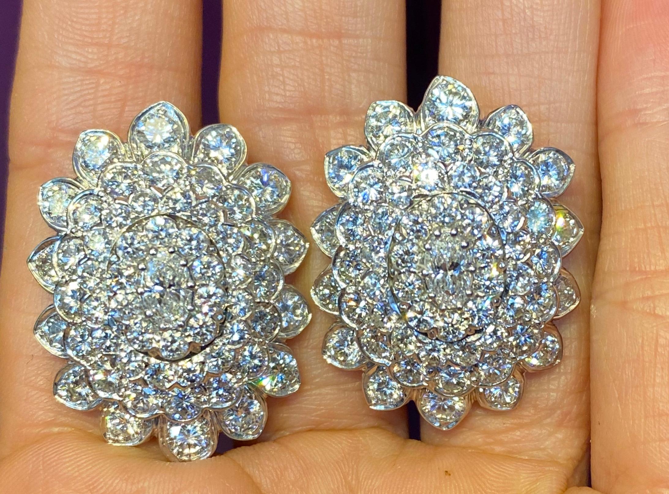 Round Cut David Webb Diamond Earrings