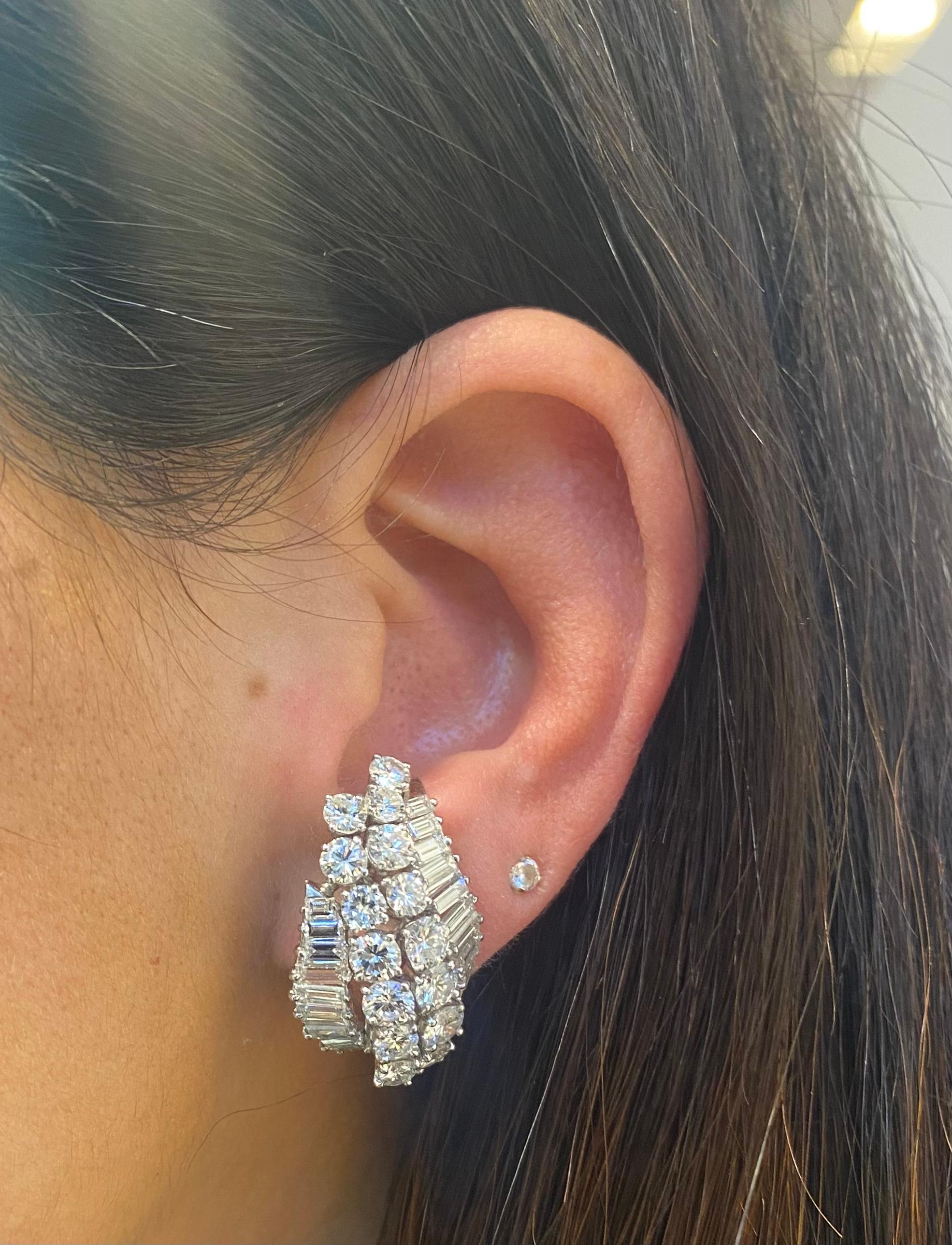 Round Cut David Webb Diamond Earrings