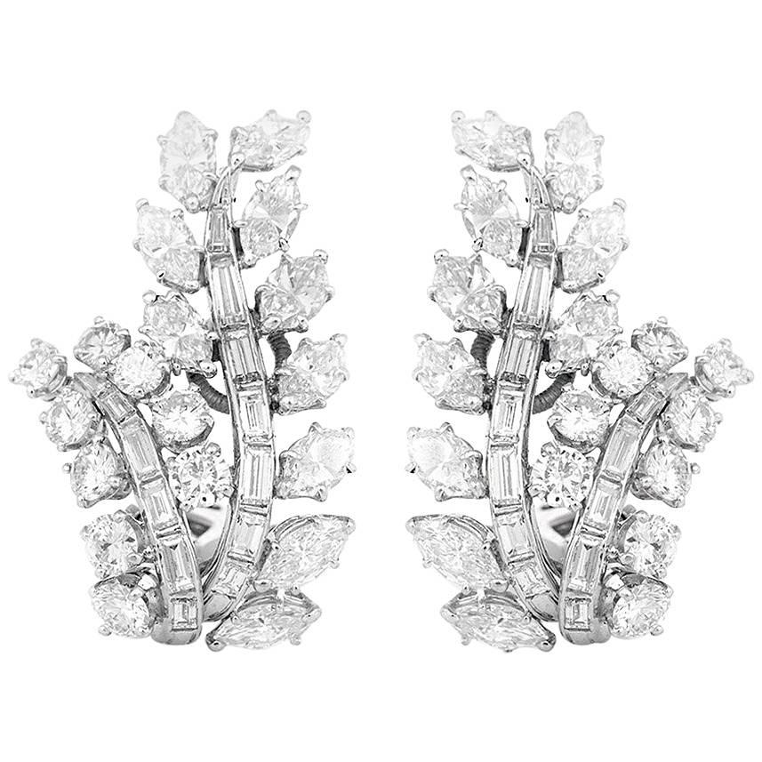 David Webb Leaf Diamond Earrings