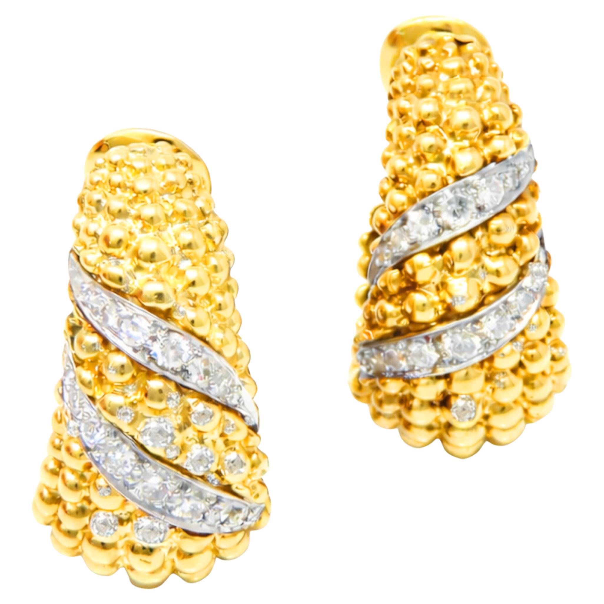 Orecchini con diamanti David Webb in oro 18 carati e platino