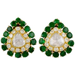 David Webb Diamond, Emerald Ear Clips