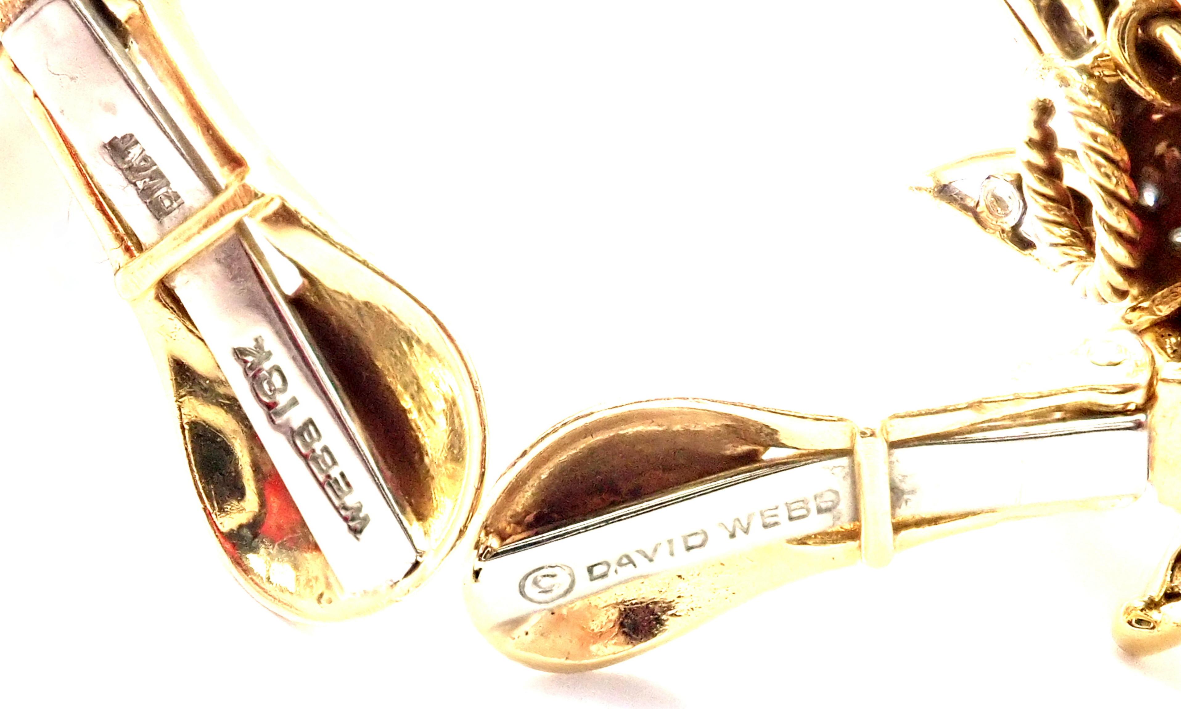 David Webb Diamond Emerald Ruby Yellow Gold and Platinum Earrings 2