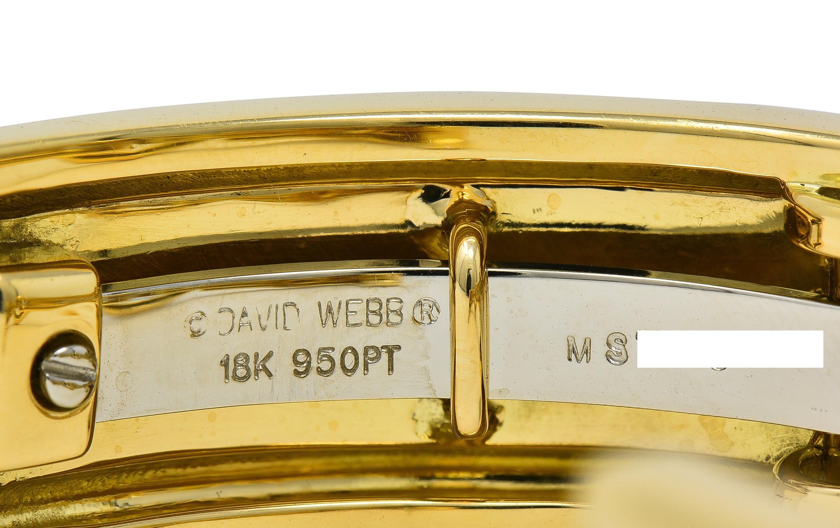David Webb Bracelet manchette en or jaune 18 carats, platine, émail et diamants en vente 4
