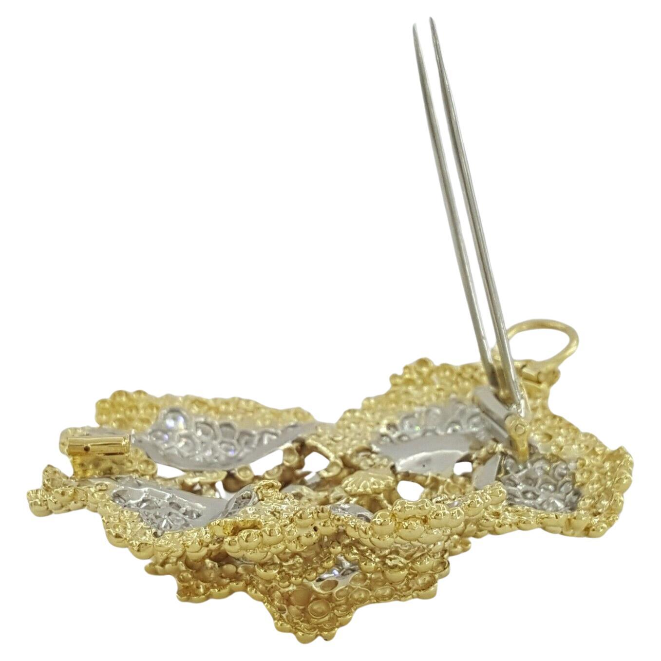 Round Cut David Webb Diamond Flower 10 Carat Brooch Pendant For Sale