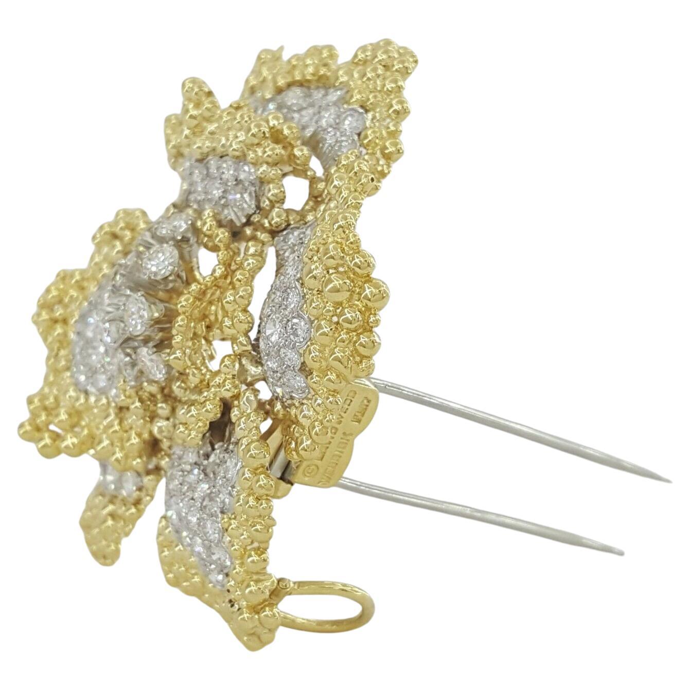 Women's David Webb Diamond Flower 10 Carat Brooch Pendant For Sale